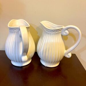 White Ceramic Flower Vases 7" Inch Holiday Home Decorations Gifts, 2 Pack, New!